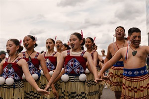 Opening of Te Whare o Rehua Sarjeant Gallery - rangatahi performing. Image by Alanah Brown courtesy of Te Whare of Rehua Sarjeant Gallery. Opening-192.jpg