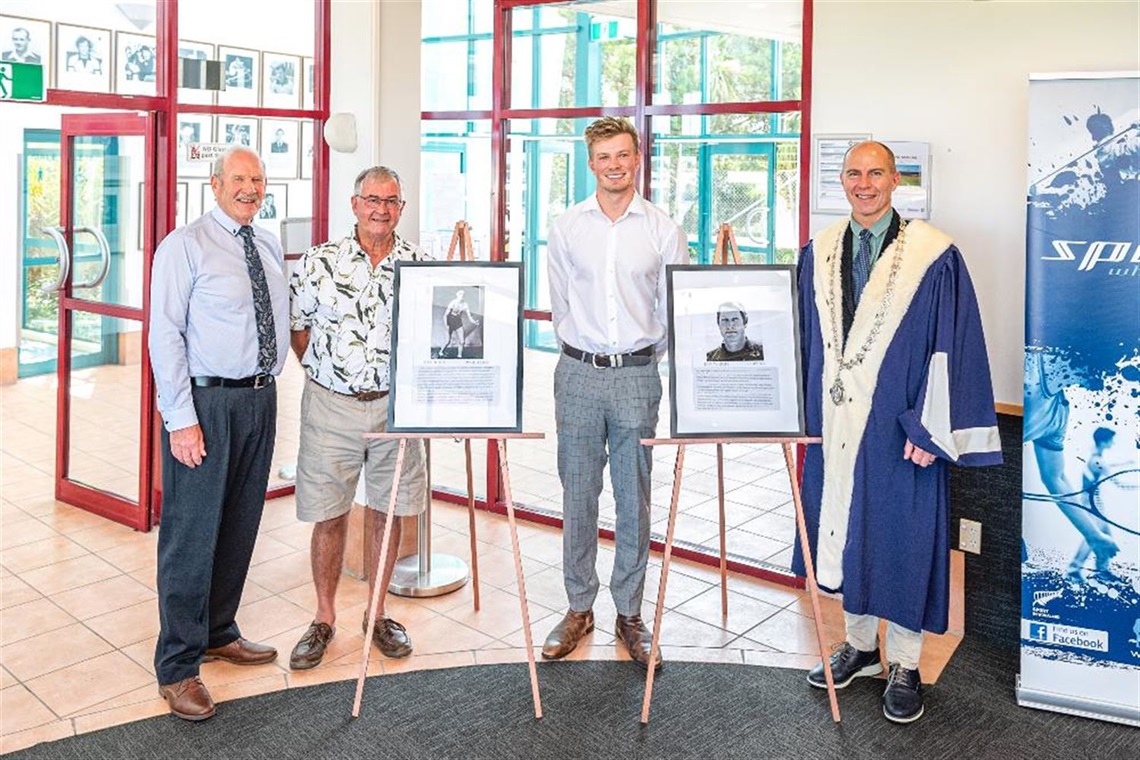 A photo from the awards ceremony for the 2023 recipients of the Sports Hall of Fame